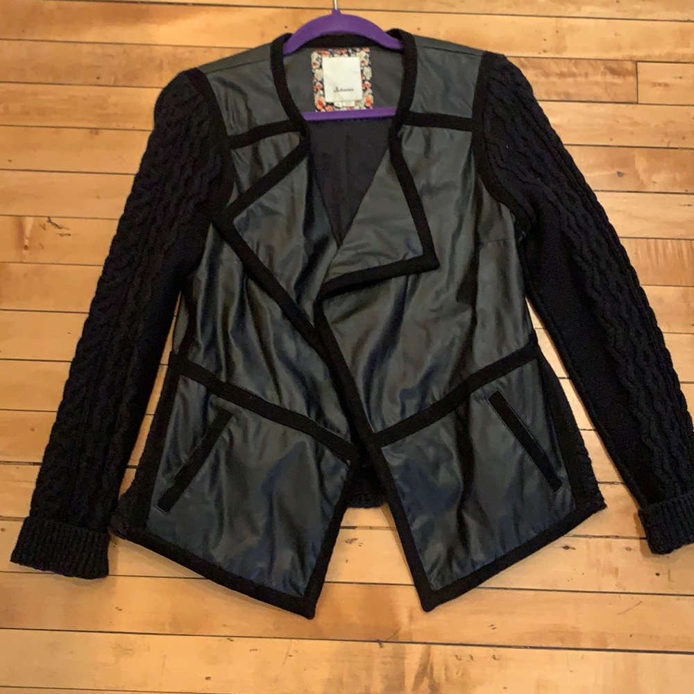 Vegan leather and knit jacket
